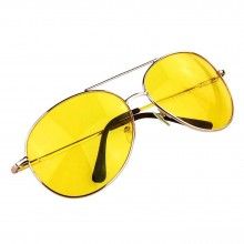 Ochelari EDAR® pentru condus noaptea pe ploaie sau ceata, rama metalica, lentile galbene