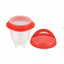 Set EDAR® 6 recipiente din silicon pentru fiert oua, practic, alb/rosu
