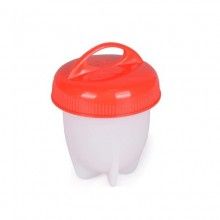 Set EDAR® 6 recipiente din silicon pentru fiert oua, practic, alb/rosu
