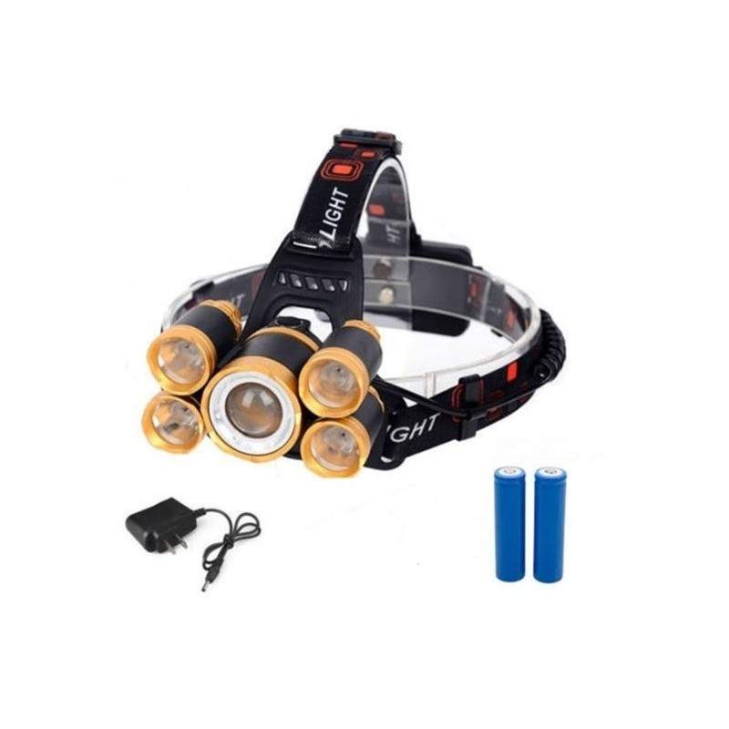 Lanterna frontala SIKS® cu 5 led-uri, 12000 lumeni, cu incarcator