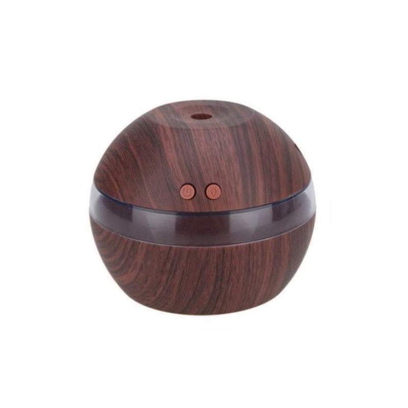 Umidificator rotund EDAR® pentru aromaterapie, difuzor ulei esential, culoare lemn deschis, 300 ml