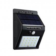 Lampa exterior SIKS® cu incarcare solara, 20 LED-uri , cu senzor de miscare,neagra