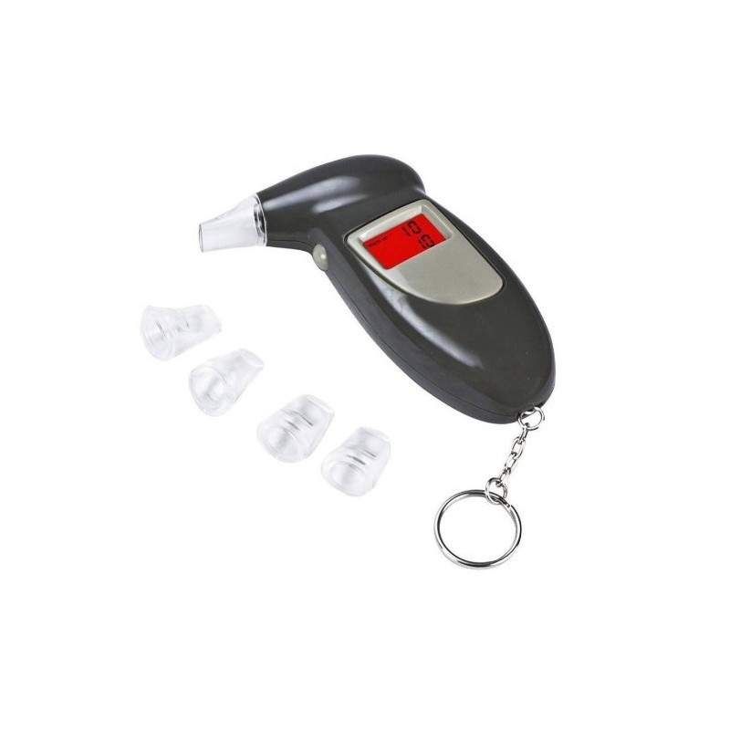 Aparat de testat alcoolemia EDAR® cu 4 capete de rezerva din plastic, alcool test, negru