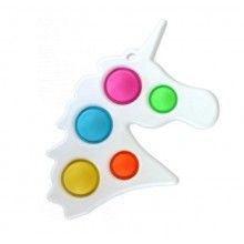 Jucarie senzoriala SIKS® cu bule de silicon, antistres, forma unicorn, alb