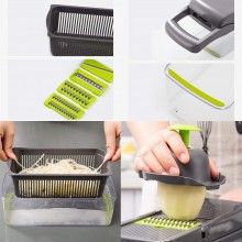 Razatoare SIKS® multifunctionale, 7 lame interschimbabile, legume, gri/verde