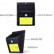 Lampa LED SIKS® cu incarcare solara, patrata, cu iluminare COB