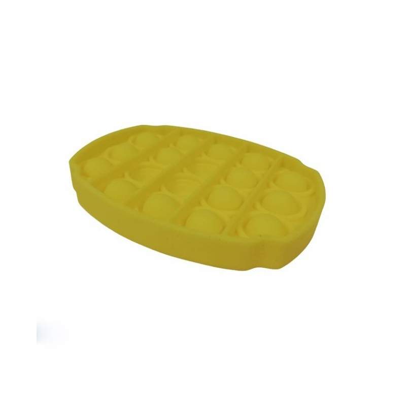 Jucarie antistres SIKS® senzoriala din silicon, pop it, relaxanta, impermeabila, forma oval galben