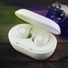 Casti Wireless Bluetooth 5.0 SIKS®, Compatibile cu iOS si Android, A1-TWS, 3D sound, incarcare rapida, Alb
