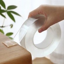 Banda dublu adeziva SIKS®, reutilizabila dupa spalare, culoare transparenta, lungime 1m