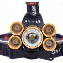 Lanterna frontala SIKS® cu 5 led-uri, 12000 lumeni, cu incarcator