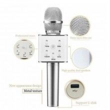 Microfon SIKS® Karaoke Wireless cu Bluetooth si boxa inclusa, autonomie 3-5h, Argintiu Microfon SIKS® Karaoke Wireless cu Bluetooth si boxa inclusa, autonomie 3-5h, Argintiu