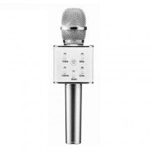 Microfon SIKS® Karaoke Wireless cu Bluetooth si boxa inclusa, autonomie 3-5h, Argintiu
