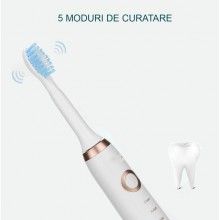 Periuta electrica SIKS® de dinti, 5 moduri de curatare, portabila, 3 capete de schimb