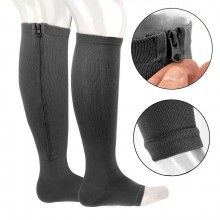 Sosete SIKS® cu fermoar pentru stimularea circulatiei, culoarea negru, L/XL