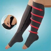Sosete SIKS® cu fermoar pentru stimularea circulatiei, culoarea negru, S/M