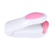 Mini aparat de vidat pungi SIKS®, alimentare pe baterii, plastic, culoare alb cu roz