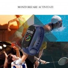 Bratara fitness SIKS® bluetooth, pedometru, notificari, model M5, albastru
