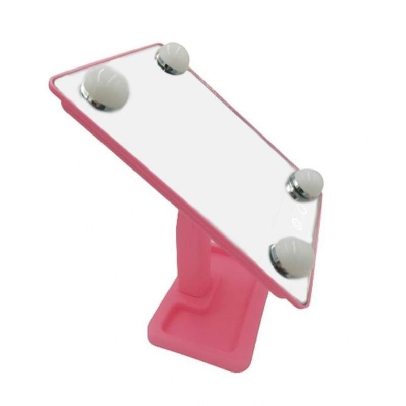 Oglinda SIKS® pentru machiaj, dreptunghiulara, cu lumini led, alimentare cu baterii, roz Oglinda SIKS® pentru machiaj, dreptunghiulara, cu lumini led, alimentare cu baterii, roz