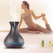 Umidificator SIKS® telecomanda, difuzor aromaterapie cu ultrasunete, culoare lemn inchis