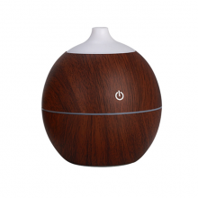 Umidificator SIKS® cu ultrasunete, difuzor aroma, mini aparat portabil pentru casa, birou, forma rotunda, lumini led, lemn inchi