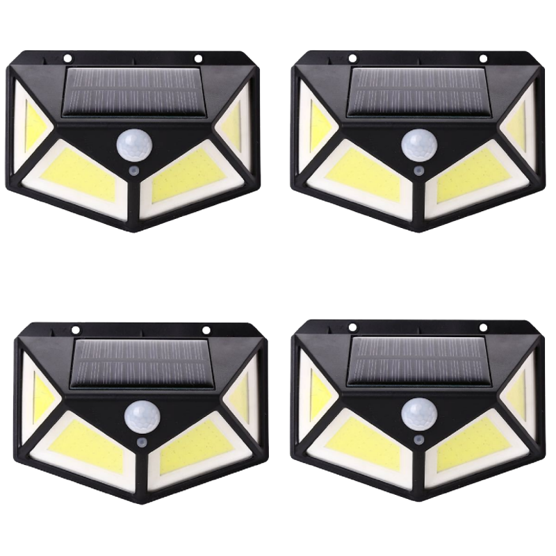 Set 4 lampi solare SIKS® 4 x 100 led, senzor de miscare, 3 moduri de iluminare