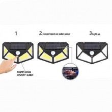 Set 4 lampi solare SIKS® 4 x 100 led, senzor de miscare, 3 moduri de iluminare