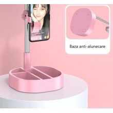 Lampa circulara patrata SIKS® de machiaj, cu oglinda si suport telefon/accesorii, portabil, 64 leduri, roz Lampa circulara patrata SIKS® de machiaj, cu oglinda si suport telefon/accesorii, portabil, 64 leduri, roz