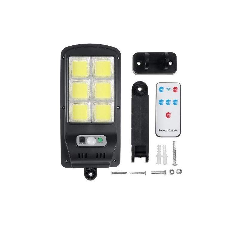 Lampa solara SIKS® cu inductie, 6x LED COB, montare pe perete, cu telecomanda, negru