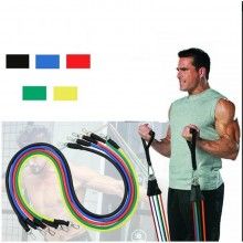 Set sistem de antrenament SIKS® fitness, 5 corzi elastice cu accesorii, universal, multicolor
