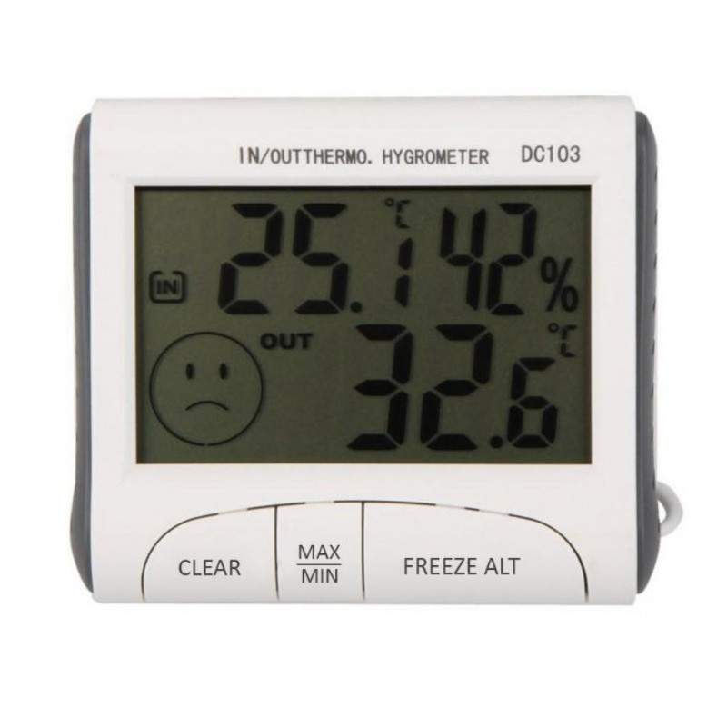 Termometru cu higrometru SIKS® digital, suport birou, magnet perete, potrivit pentru exterior si interior, alb