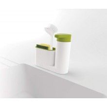 Organizator chiuveta SIKS® pentru bucatarie sau baie, dispenser detergent, suport burete, alb/verde