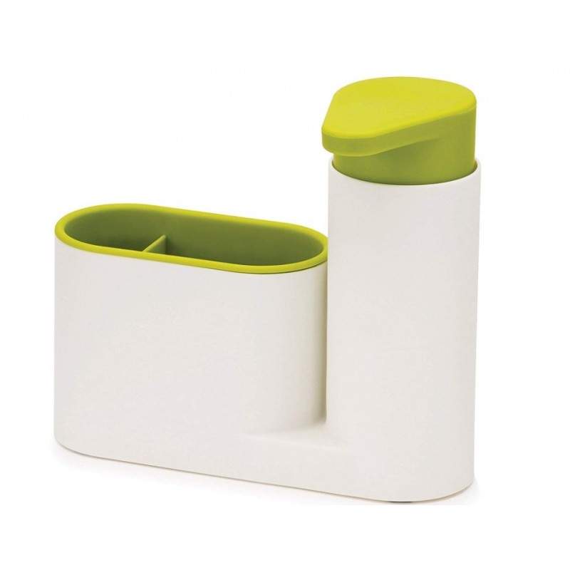 Organizator chiuveta SIKS® pentru bucatarie sau baie, dispenser detergent, suport burete, alb/verde