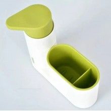 Organizator chiuveta SIKS® pentru bucatarie sau baie, dispenser detergent, suport burete, alb/verde