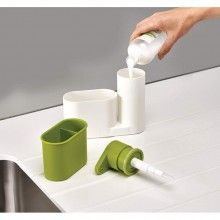 Organizator chiuveta SIKS® pentru bucatarie sau baie, dispenser detergent, suport burete, alb/verde