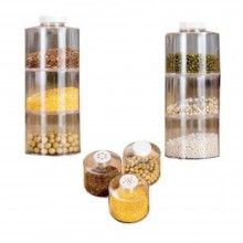 Set recipiente transparente pentru condimente SIKS®, organizator bucatarie, 6 recipiente, 35x8 cm