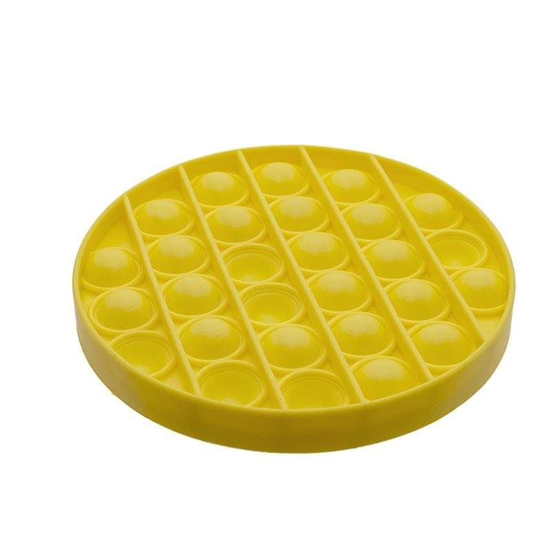 Jucarie antistres SIKS® senzoriala din silicon Pop It Now, pentru copii, impermeabila, forma rotunda, galben