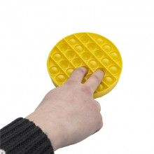 Jucarie antistres SIKS® senzoriala din silicon Pop It Now, pentru copii, impermeabila, forma rotunda, galben