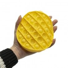Jucarie antistres SIKS® senzoriala din silicon Pop It Now, pentru copii, impermeabila, forma rotunda, galben