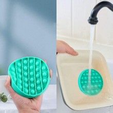 Jucarie antistres SIKS® senzoriala din silicon Pop It Now, pentru copii, impermeabila, forma rotunda, verde