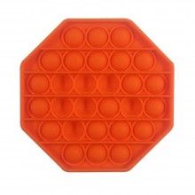 Jucarie antistres SIKS® senzoriala din silicon Pop It Now, pentru copii, impermeabila, forma octogonala, portocaliu