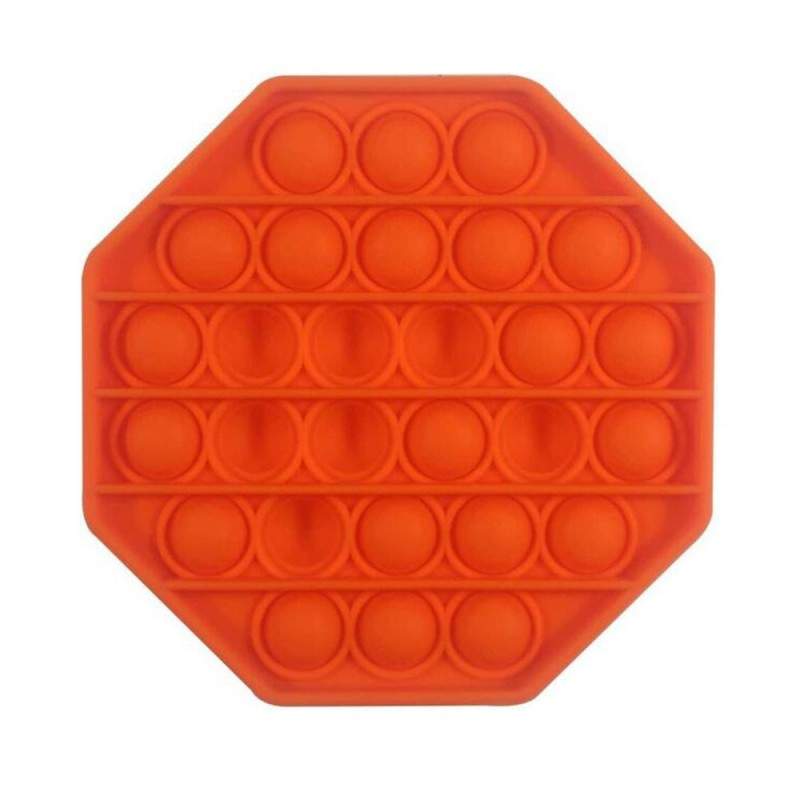 Jucarie antistres SIKS® senzoriala din silicon Pop It Now, pentru copii, impermeabila, forma octogonala, portocaliu