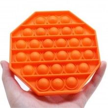 Jucarie antistres SIKS® senzoriala din silicon Pop It Now, pentru copii, impermeabila, forma octogonala, portocaliu