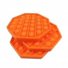 Jucarie antistres SIKS® senzoriala din silicon Pop It Now, pentru copii, impermeabila, forma octogonala, portocaliu