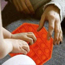 Jucarie antistres SIKS® senzoriala din silicon Pop It Now, pentru copii, impermeabila, forma octogonala, portocaliu