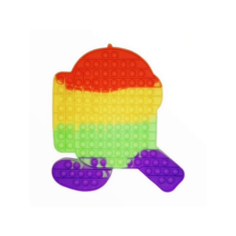 Jucarie pop it senzoriala SIKS® cu bule de silicon, antistres, forma Among us urias, curcubeu