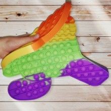 Jucarie pop it senzoriala SIKS® cu bule de silicon, antistres, forma Among us urias, curcubeu