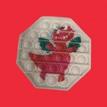 Jucarie pop it senzoriala SIKS® cu bule de silicon, antistres, forma octogonala, model dragon, roz/verde