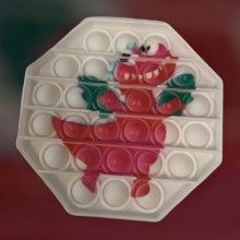 Jucarie pop it senzoriala SIKS® cu bule de silicon, antistres, forma octogonala, model dragon, roz/verde