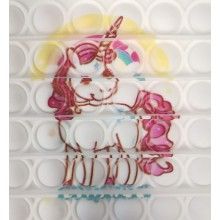 Jucarie pop it senzoriala SIKS® cu bule de silicon Pop It Now, antistres, forma patrata, model unicorn, alb