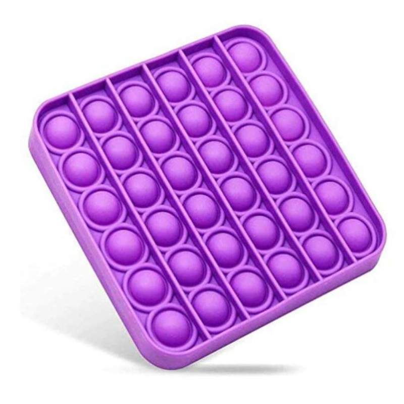 Jucarie senzoriala SIKS® cu bule de silicon Pop It Now, antistres, forma patrata, mov